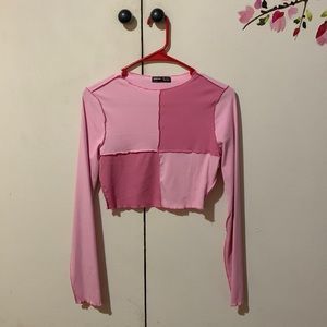 Pink long sleeve crop top